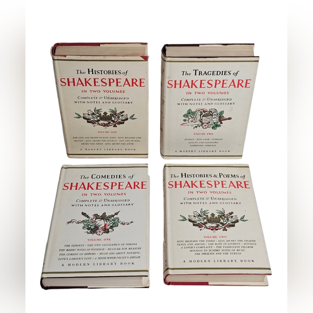 William Shakespeare The Tragedies Histories Poems Comedies Two Volumes, 4 Books